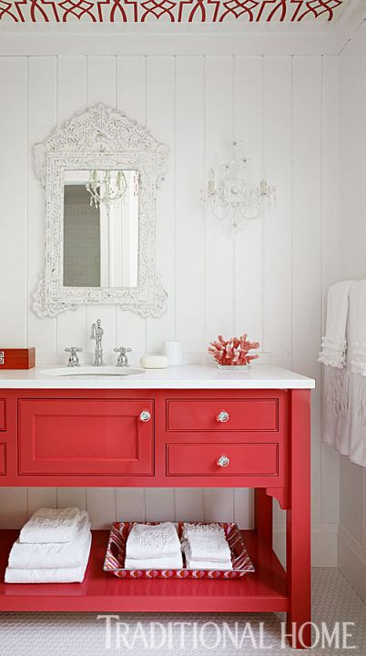 Red Bathroom Vanity
 Be Inspired To Paint Your Bathroom Vanity a non neutral