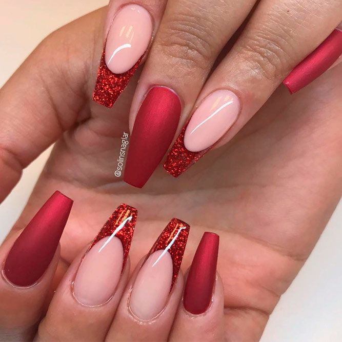 Red Glitter Tips Nails
 Red Nails To Inspire Your Next Manicure