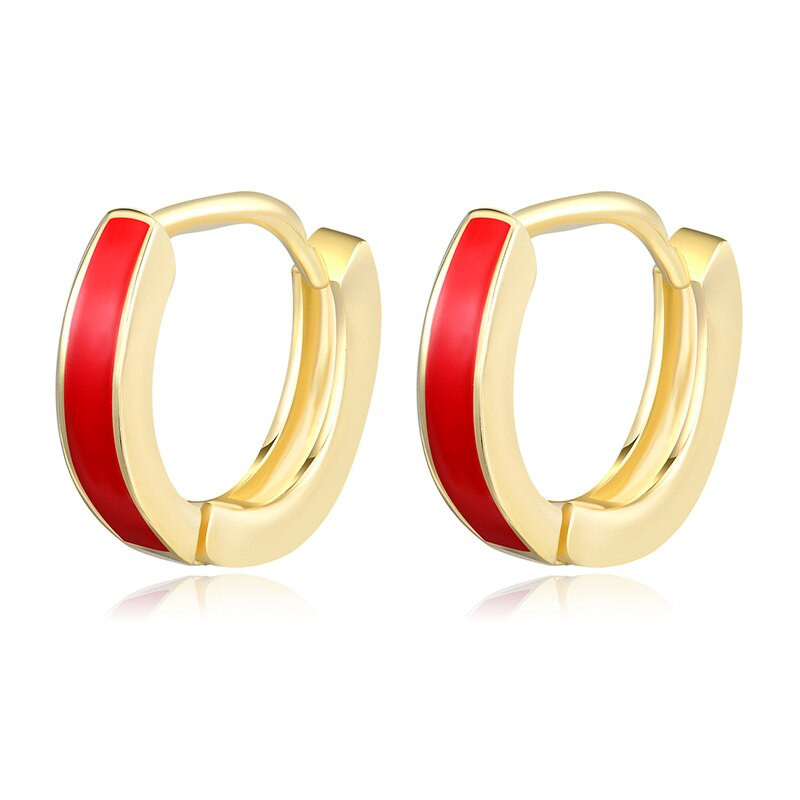 Red Hoop Earrings
 Red Enamel Hoop Earrings For Women Girls Gold Color Copper