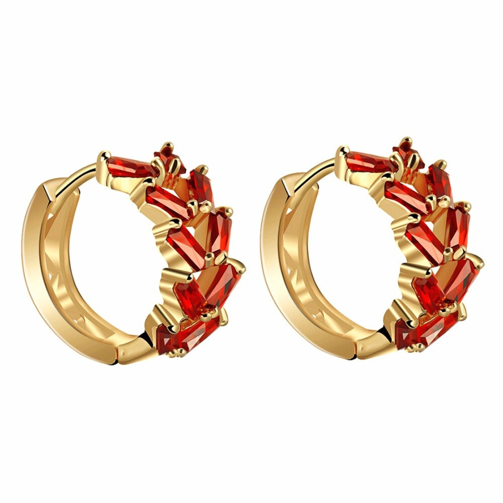 Red Hoop Earrings
 Wedding bridal red cubic crystal rhinestone hoop earrings