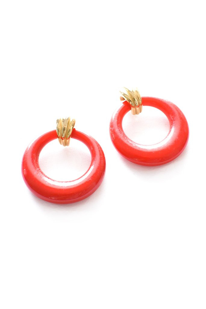 Red Hoop Earrings
 Red Hoop Pierced Earrings