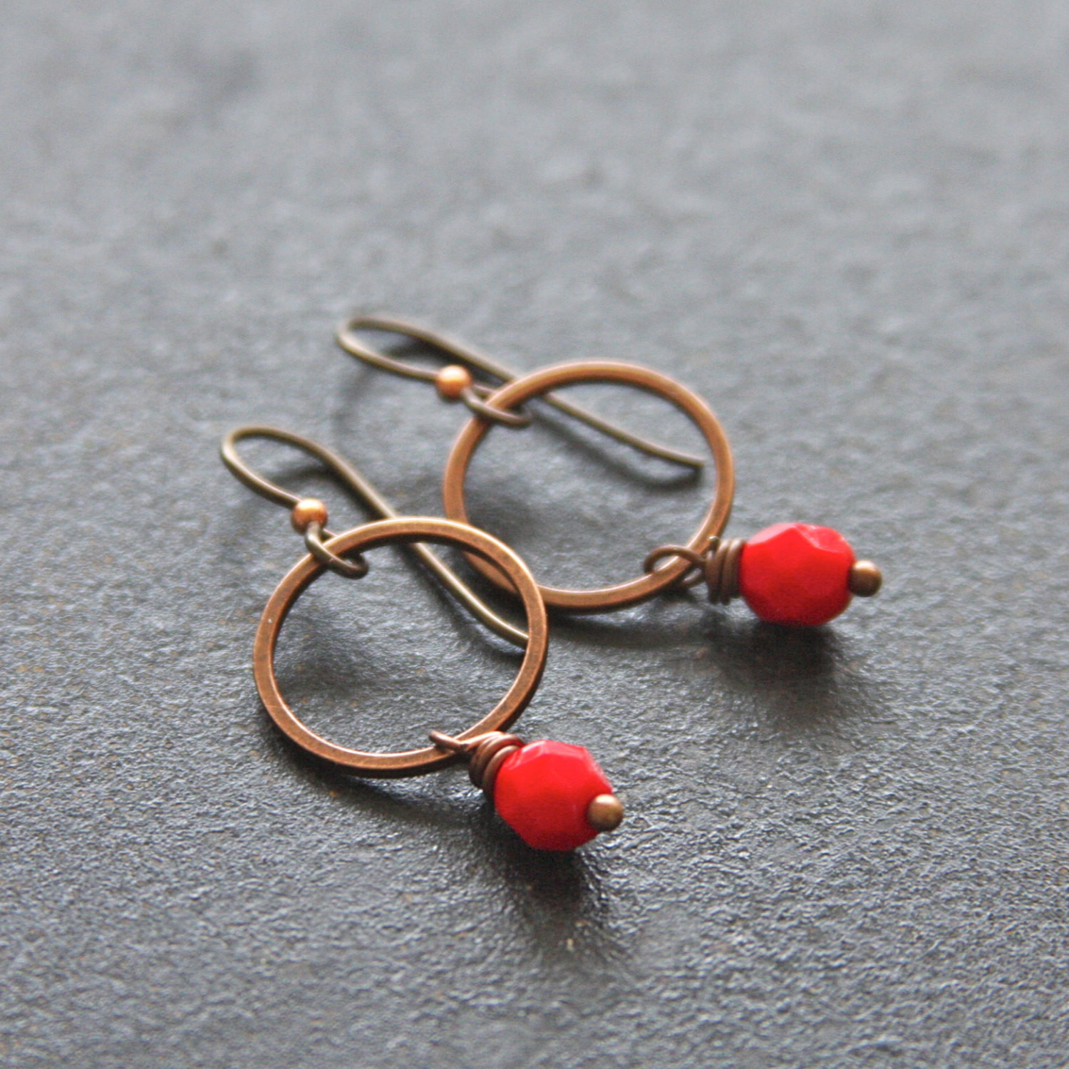 Red Hoop Earrings
 Red Hoop Earrings Red Dangle Earrings Small Hoop by