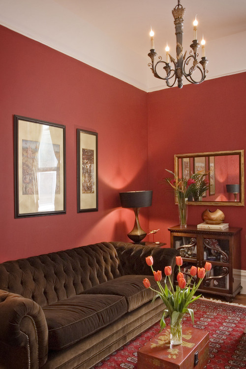 Red Living Room Ideas
 Red Study traditional living room