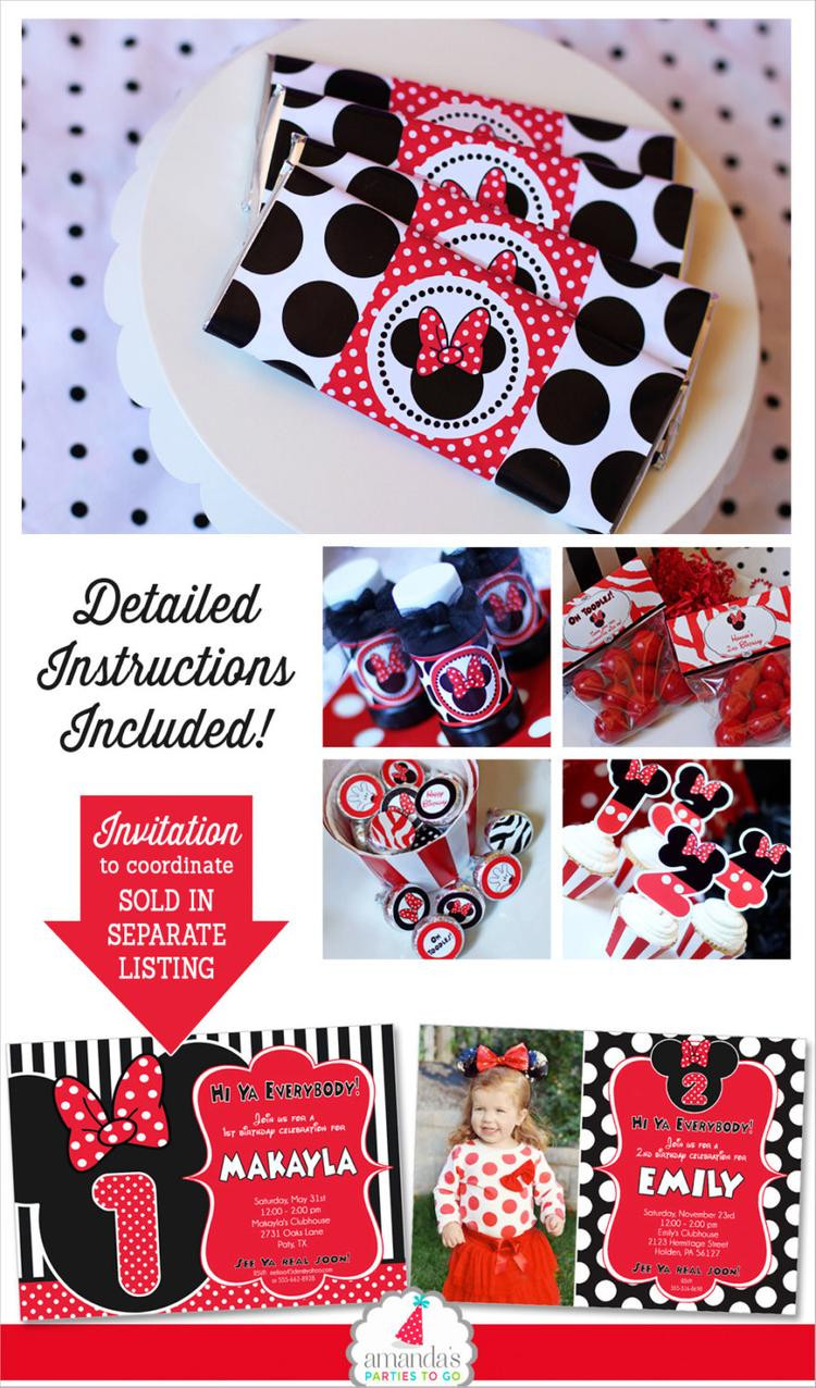 Red Minnie Mouse Birthday Decorations
 Minnie Mouse Birthday Decorations Red by AmandasPartiesToGo