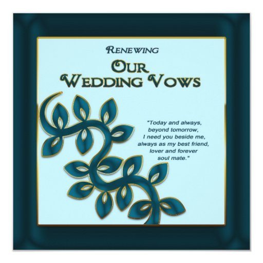 Renewing Wedding Vows
 RENEWING WEDDING VOWS INVITATION BLUE GOLD