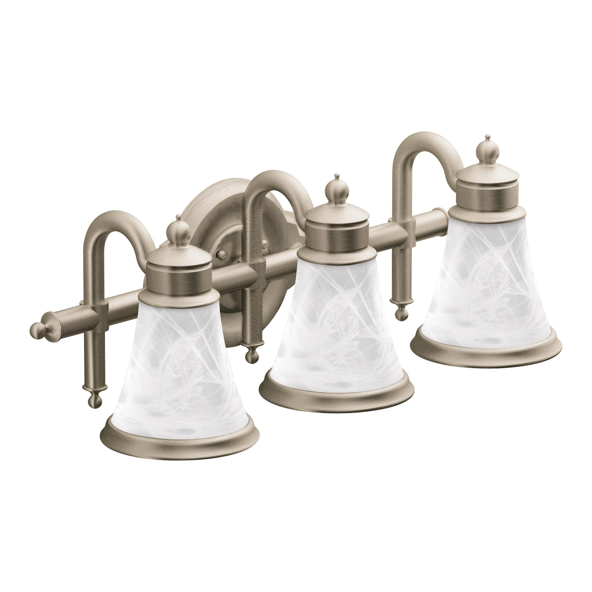 Replacement Globes For Bathroom Lights
 Moen YB9863BN Waterhill Three Globe Bath Light Brushed