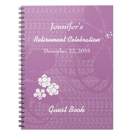 Retirement Party Guest Book Ideas
 Retirement Party Guest Book Purple White Floral