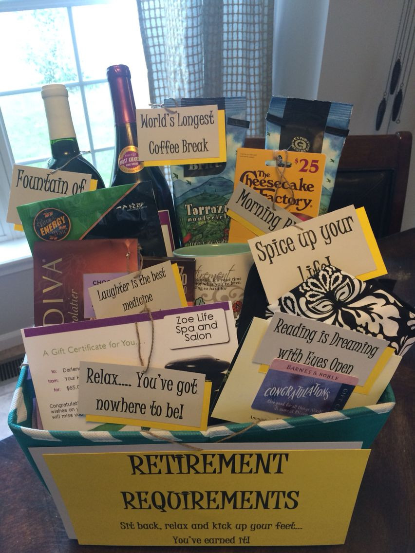 Retirement Party Ideas For School Principals
 Cute retirement t basket