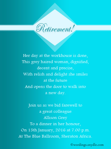 Retirement Party Invitation Wording Ideas
 Retirement Party Invitation Wording Ideas and Samples