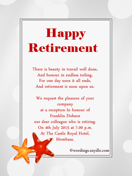 Retirement Party Invite Ideas
 Retirement Party Invitation Wording Ideas and Samples