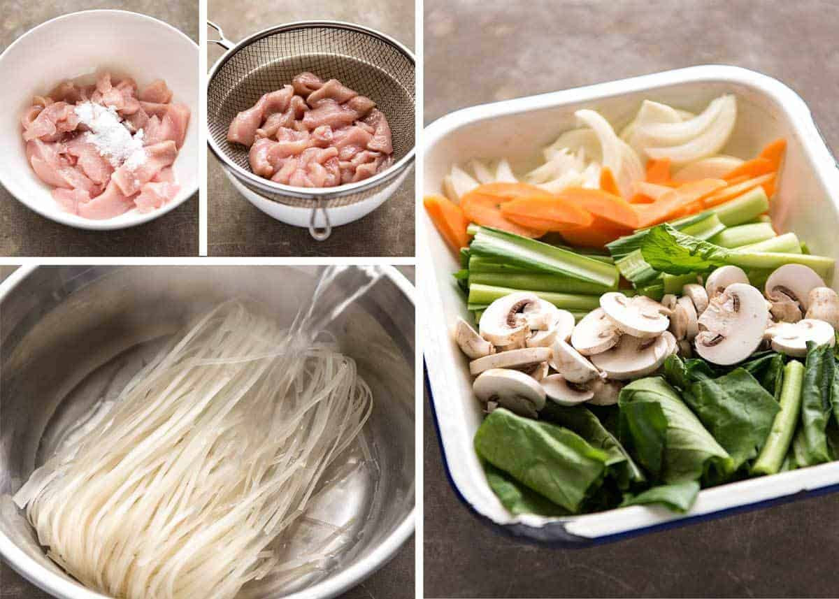 Rice Noodles Ingredients
 Chicken Stir Fry with Rice Noodles