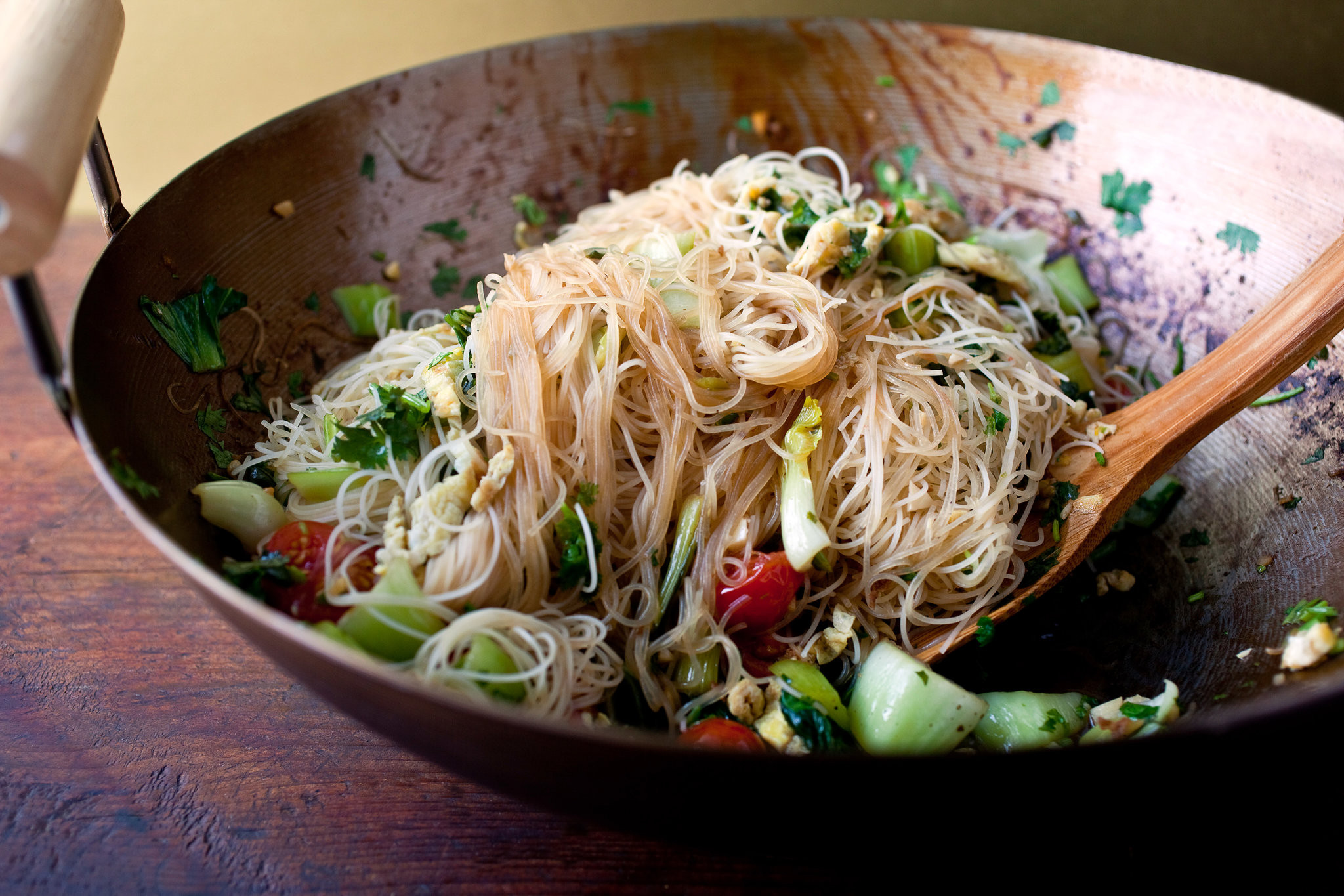 Rice Noodles Ingredients
 Stir Fried Rice Stick Noodles With Bok Choy and Cherry