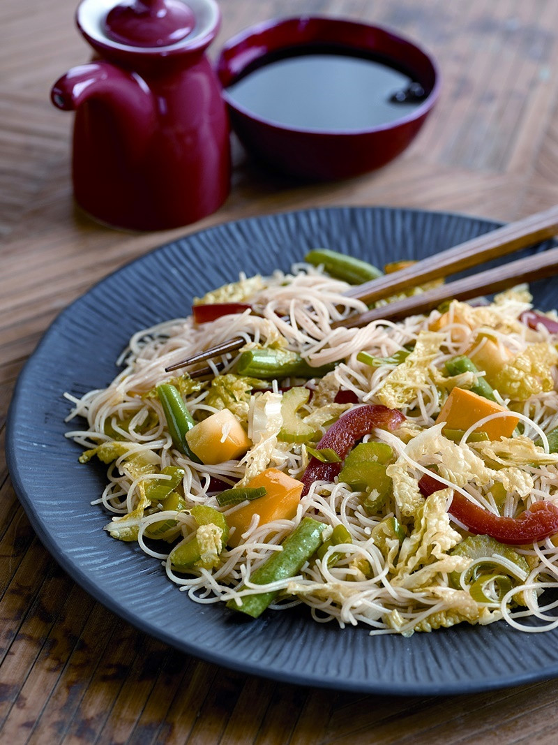 Rice Noodles Ingredients
 Szechuan Style Ve able Stir Fry with Rice Noodles Recipe