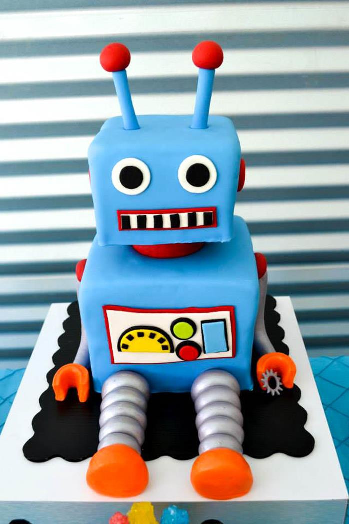 Robot Birthday Cake
 Kara s Party Ideas Robot Birthday Party Ideas Supplies