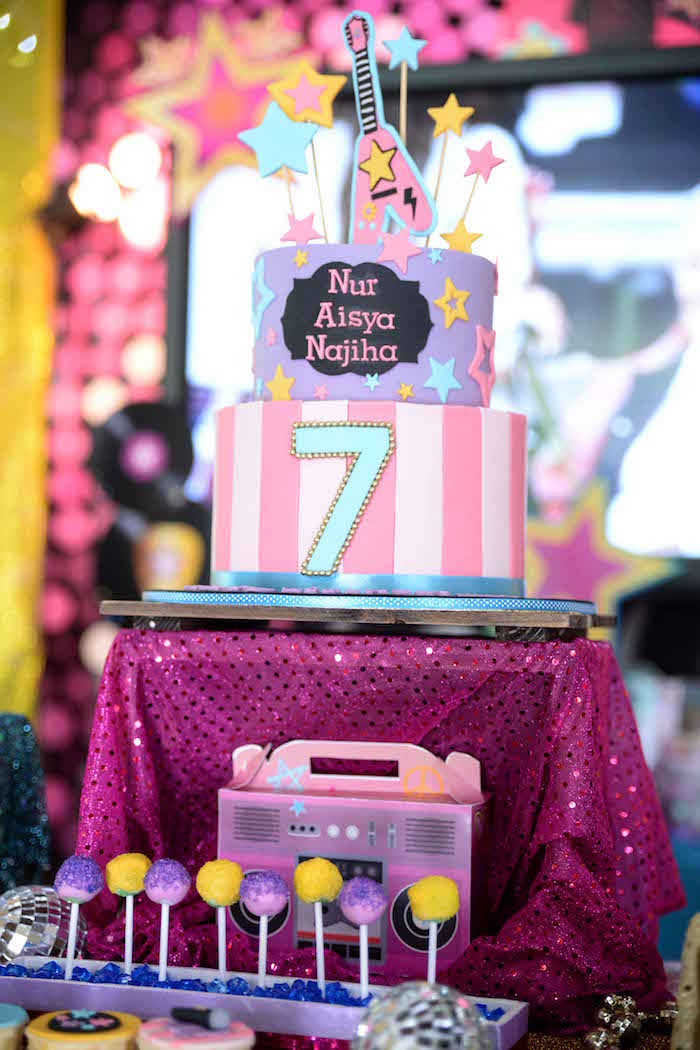 Rock Star Birthday Party Ideas
 Kara s Party Ideas Purple Girly Rock Star Birthday Party