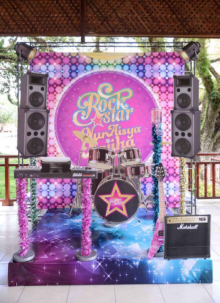 Rock Star Birthday Party Ideas
 Kara s Party Ideas Purple Girly Rock Star Birthday Party