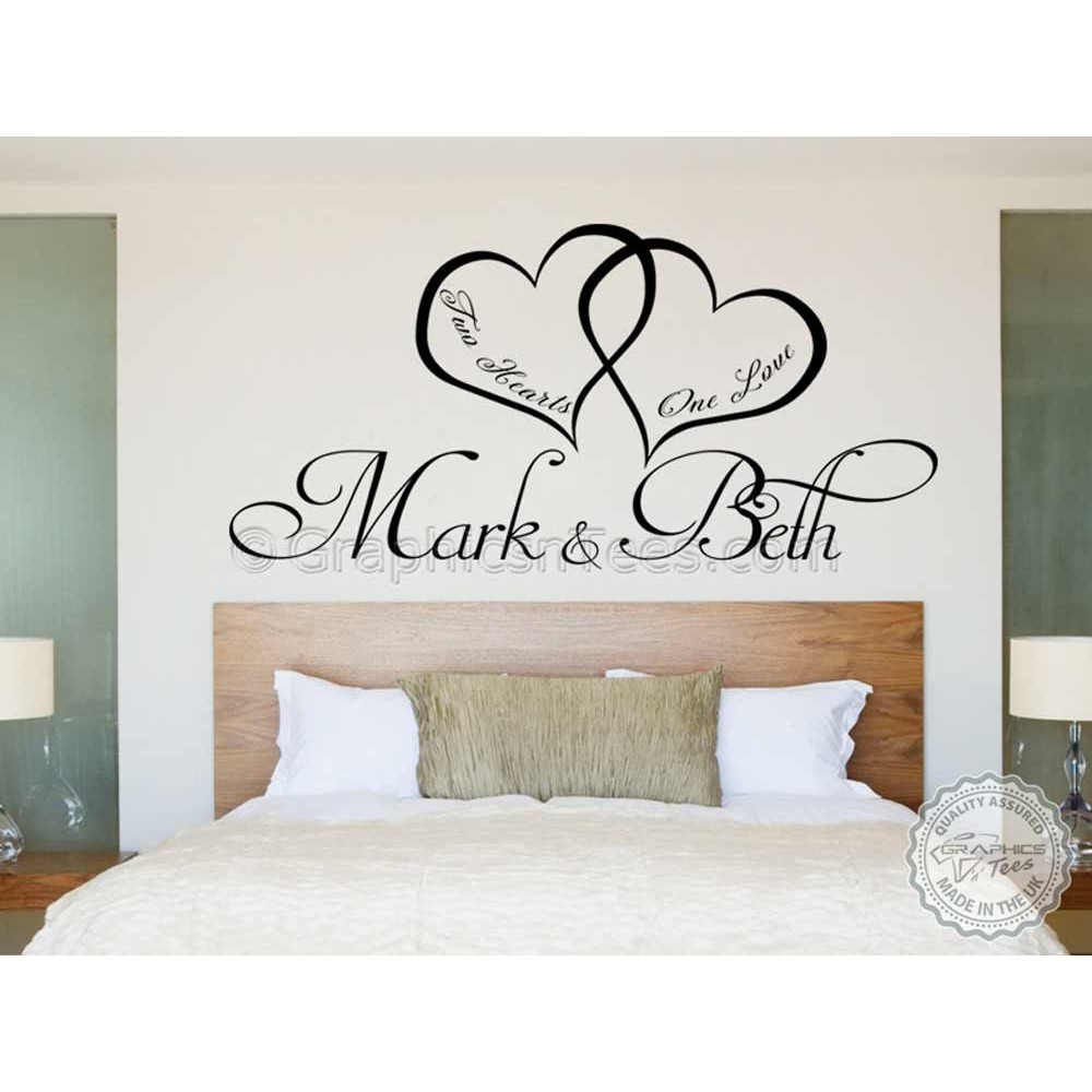 Romantic Bedroom Wall Decor
 Personalised Bedroom Wall Sticker Two Hearts e Love