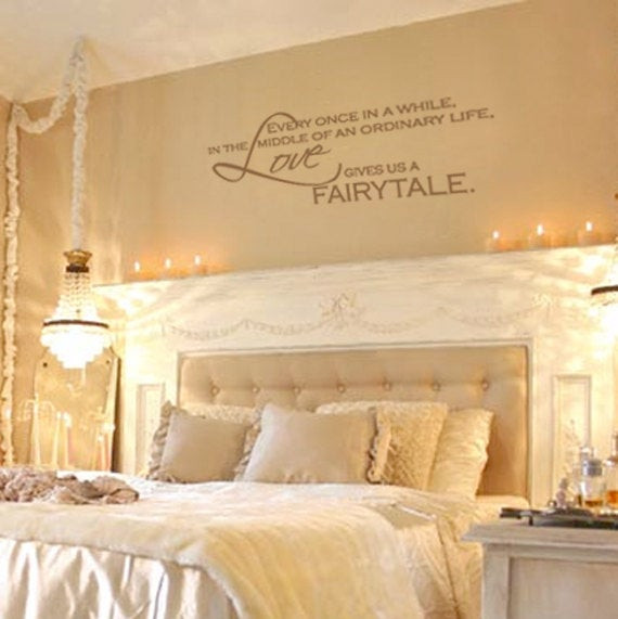 Romantic Bedroom Wall Decor
 Items similar to Love Gives Us A Fairytale Vinyl Wall