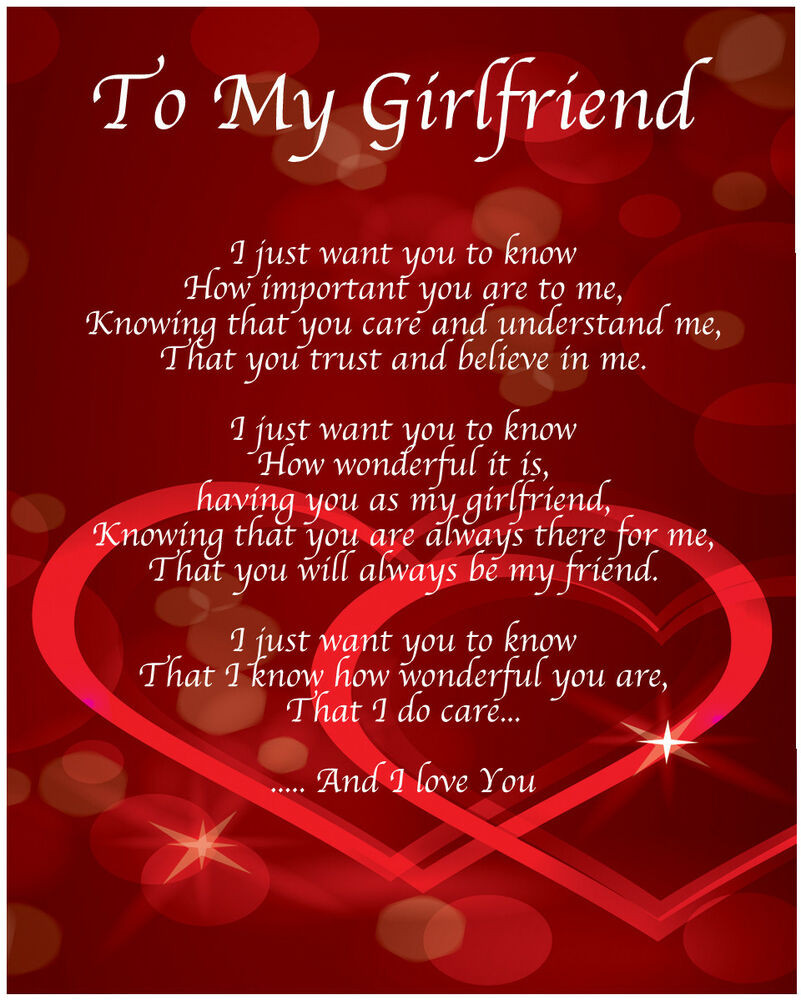 Romantic Birthday Quotes For Girlfriend
 To My Girlfriend Poem Birthday Christmas Valentines Day