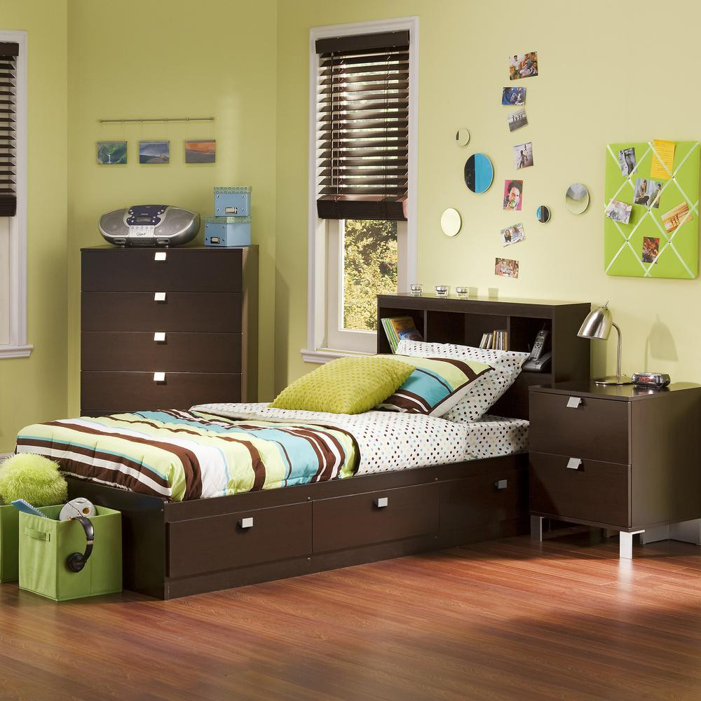 Room Set For Kids
 South Shore Spark 3 Piece Chocolate Twin Bedroom Set