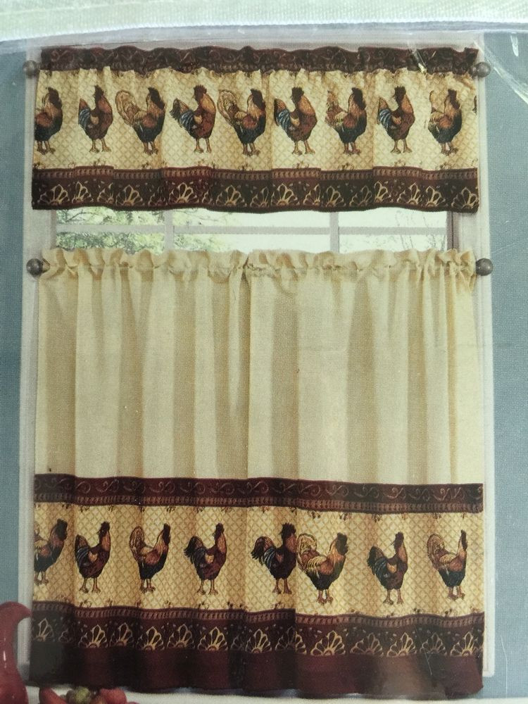 Rooster Kitchen Curtain
 Tuscany Rooster Tier & Valance Kitchen Curtain Set French