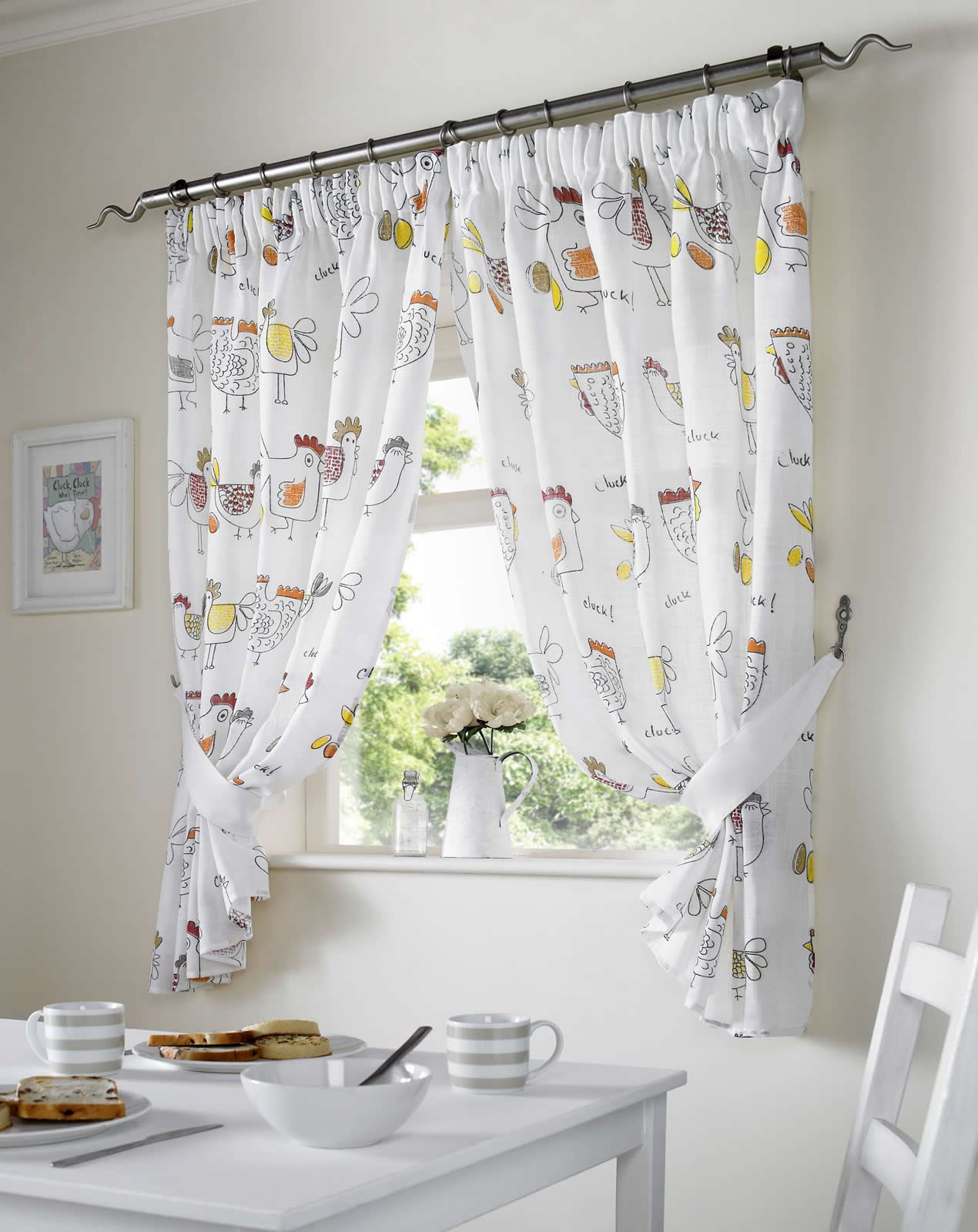 Rooster Kitchen Curtain
 CHICKENS ROOSTER COUNTRY STYLE KITCHEN CURTAIN SET WINDOW