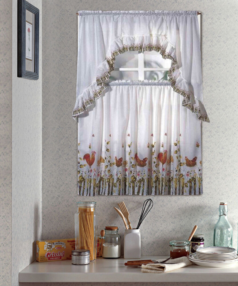 Rooster Kitchen Curtain
 ROOSTER PLETE TIER & SWAG SET KITCHEN CURTAIN SET