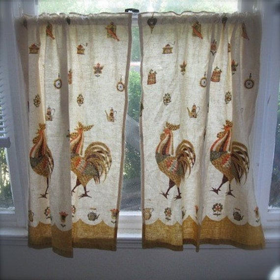 Rooster Kitchen Curtain
 Vintage Rooster kitchen curtains and valance
