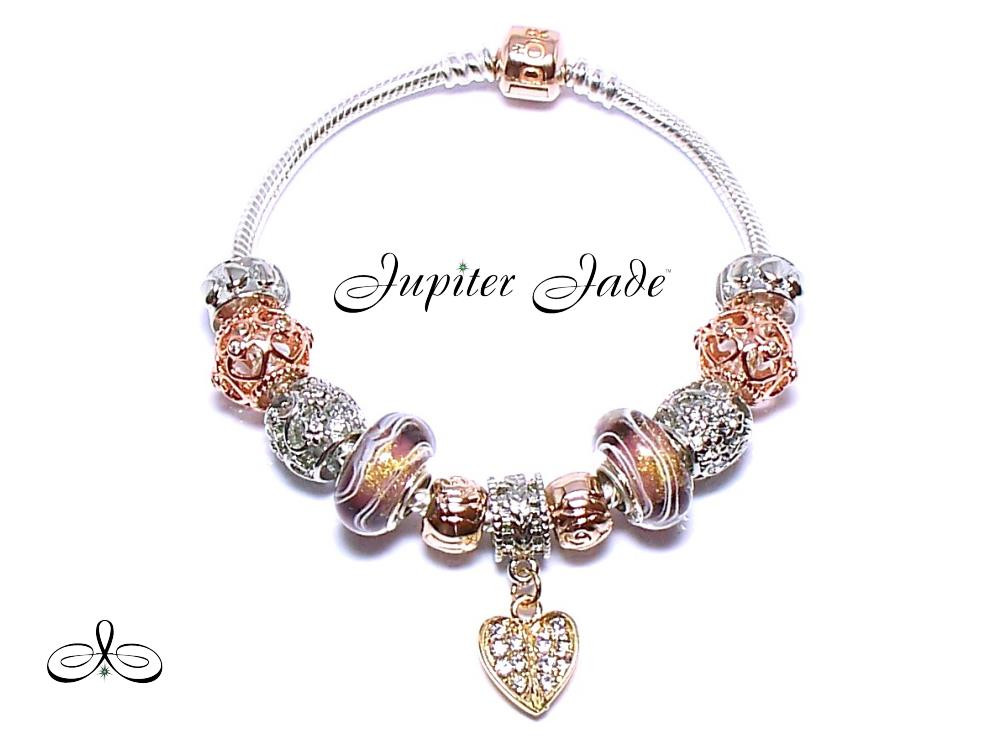 Rose Gold Pandora Bracelet
 Authentic Pandora Rose Gold Clasp Silver Charm Bracelet