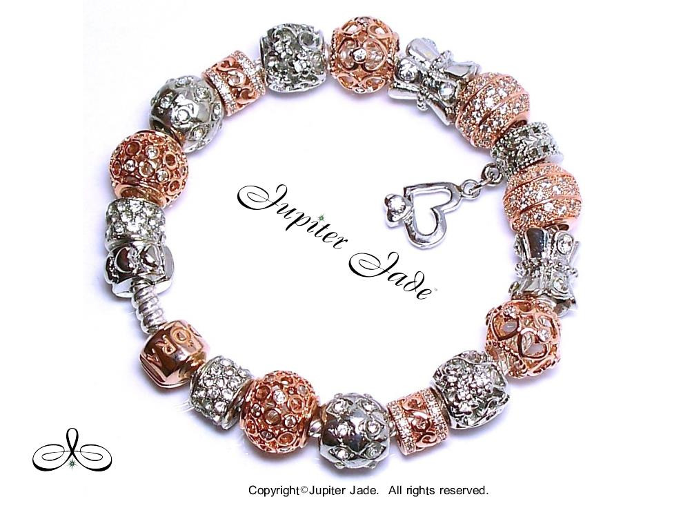 Rose Gold Pandora Bracelet
 Authentic Pandora Rose Gold Clasp Silver Charm Bracelet