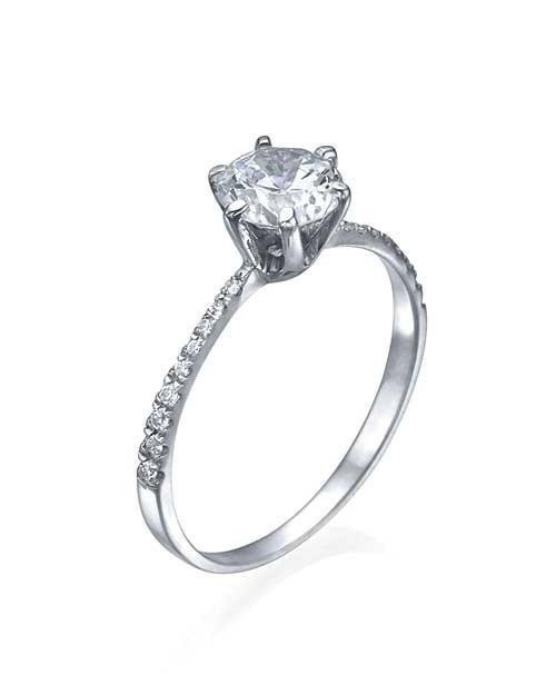 Round Diamond Solitaire Engagement Ring
 1ct Platinum Thin 6 Prong Pave Set Round Solitaire