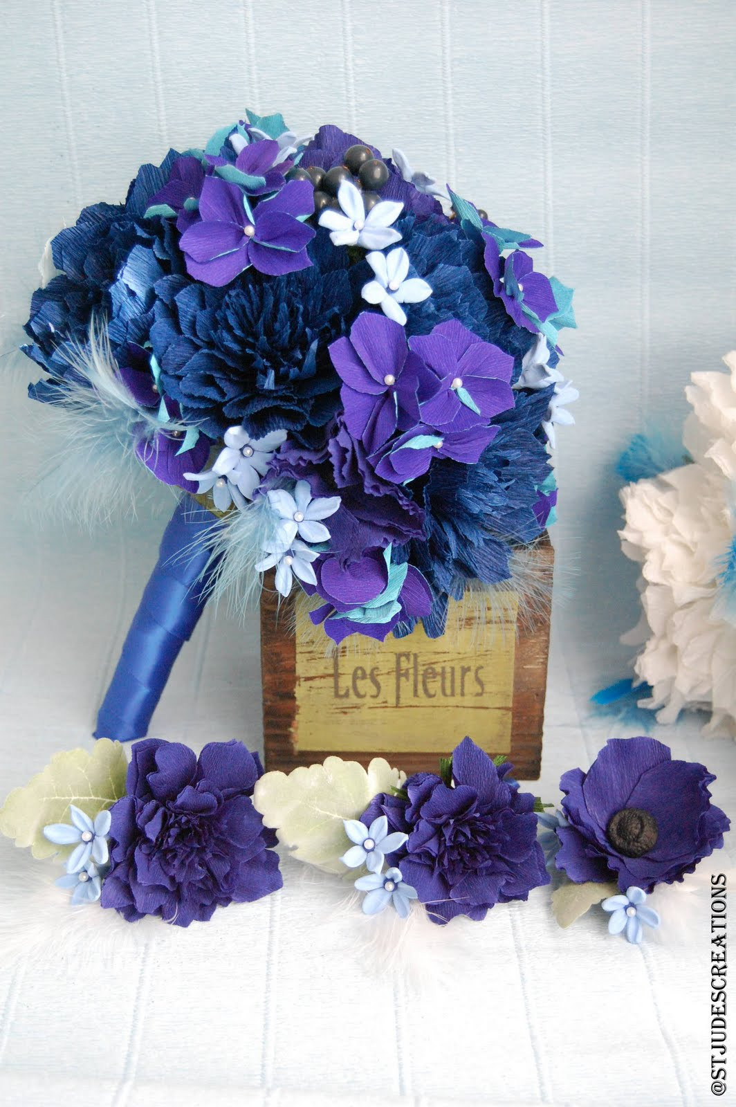 Royal Blue Flowers For Wedding
 midnight royal blue wedding bouquet paper flowers