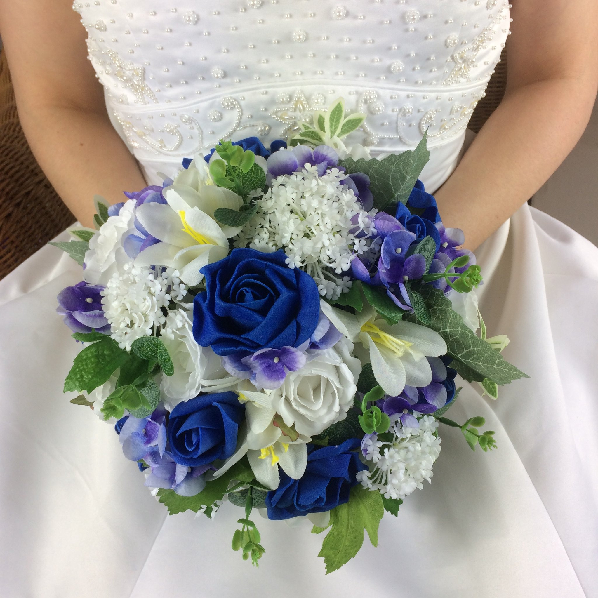 Royal Blue Flowers For Wedding
 WEDDING BOUQUET of artificial silk royal blue and white