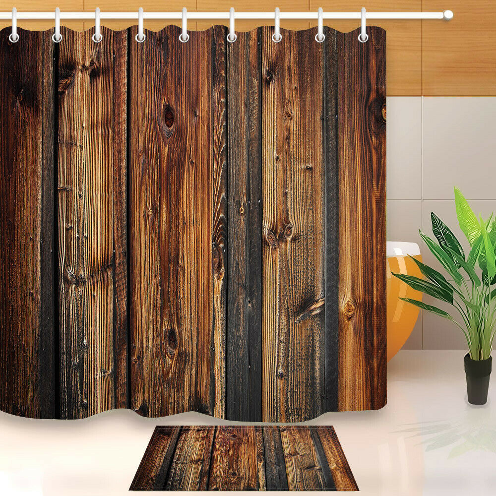 Rustic Bathroom Shower Curtain
 3D Print Fabric Rustic Wood Shower Curtain Set Waterproof