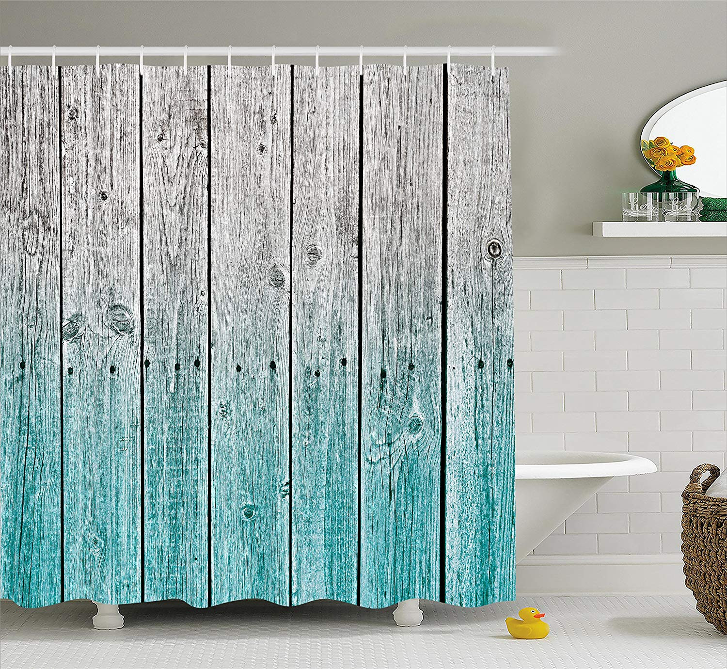 Rustic Bathroom Shower Curtain
 Rustic Shower Curtain Wood Panels Background with Digital