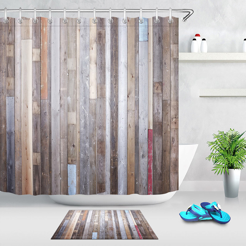 Rustic Bathroom Shower Curtain
 40X60cm Bathroom Shower Curtain Modern Rustic Wood Wall