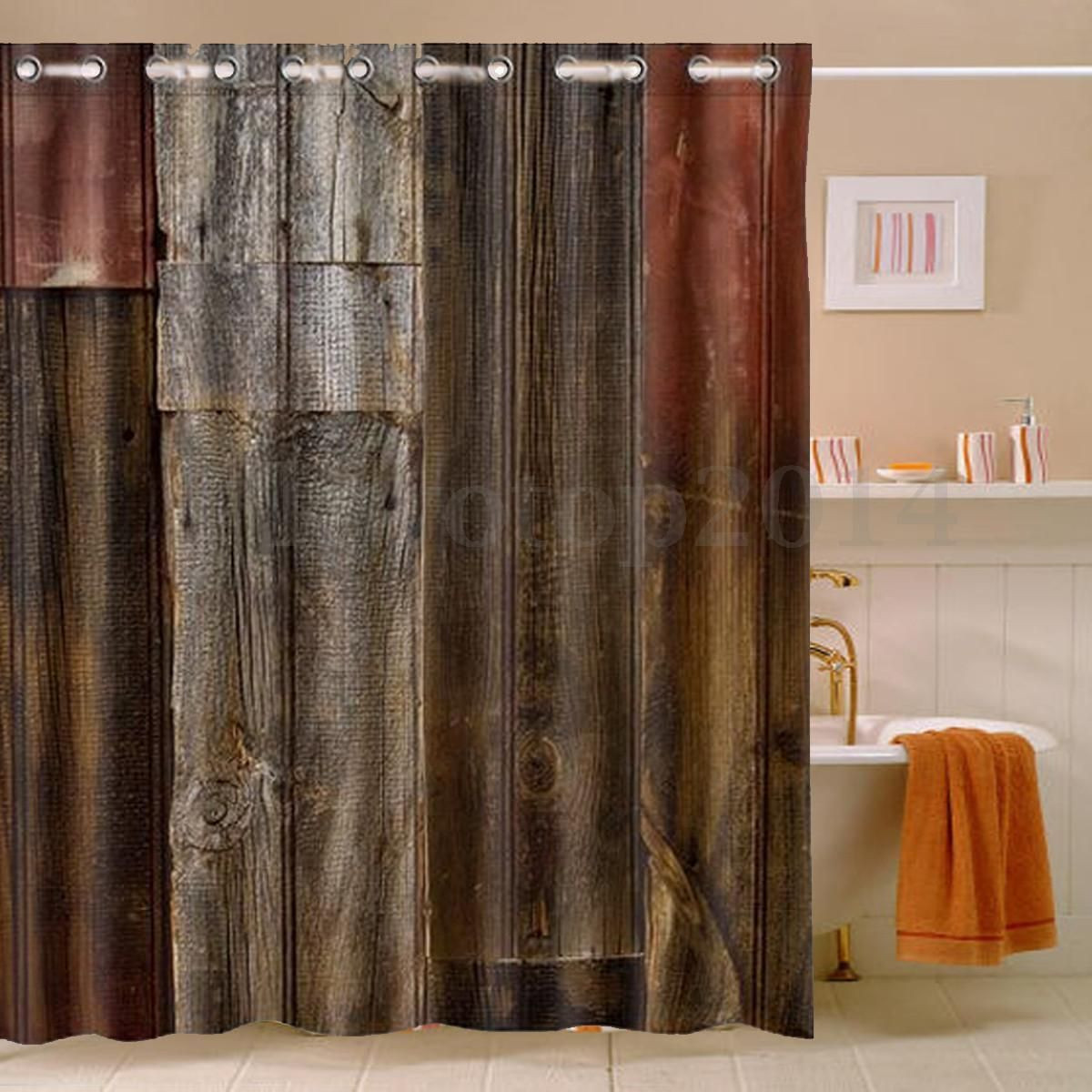 Rustic Bathroom Shower Curtain
 Rustic Old Barn Wood Waterproof Polyester Shower Curtain