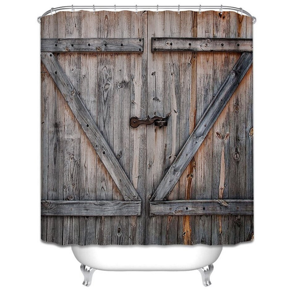 Rustic Bathroom Shower Curtain
 American Country Style Polyester Shower Curtain Old Bronze