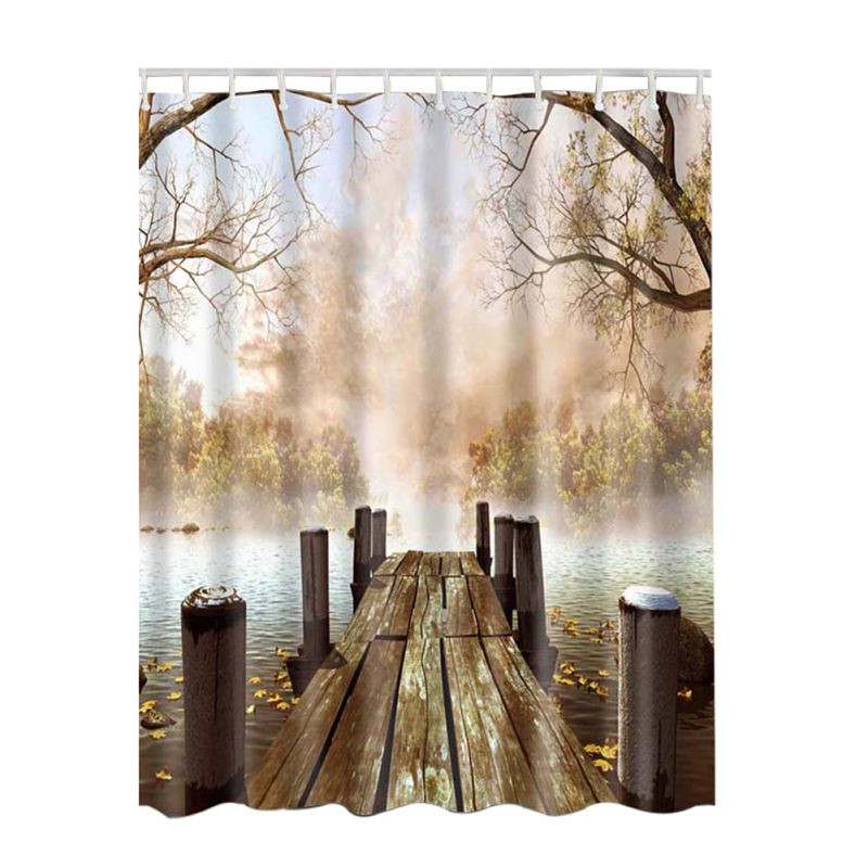 Rustic Bathroom Shower Curtain
 Polyester Art Paintings 3D Pattern Shower Curtain
