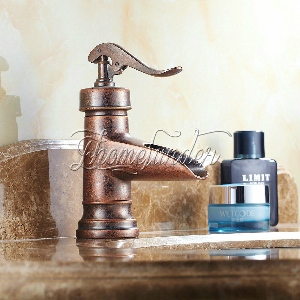 Rustic Faucet Bathroom
 Centerset Antique Copper Finish Rustic Single Handle Brass