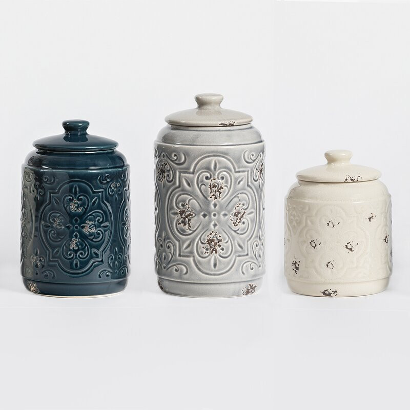 Rustic Kitchen Canisters
 DrewDeRoseDesigns Rustic Quilted 3 Piece Kitchen Canister