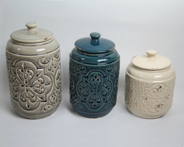 Rustic Kitchen Canisters
 DrewDeRoseDesigns Rustic Quilted 3 Piece Kitchen Canister
