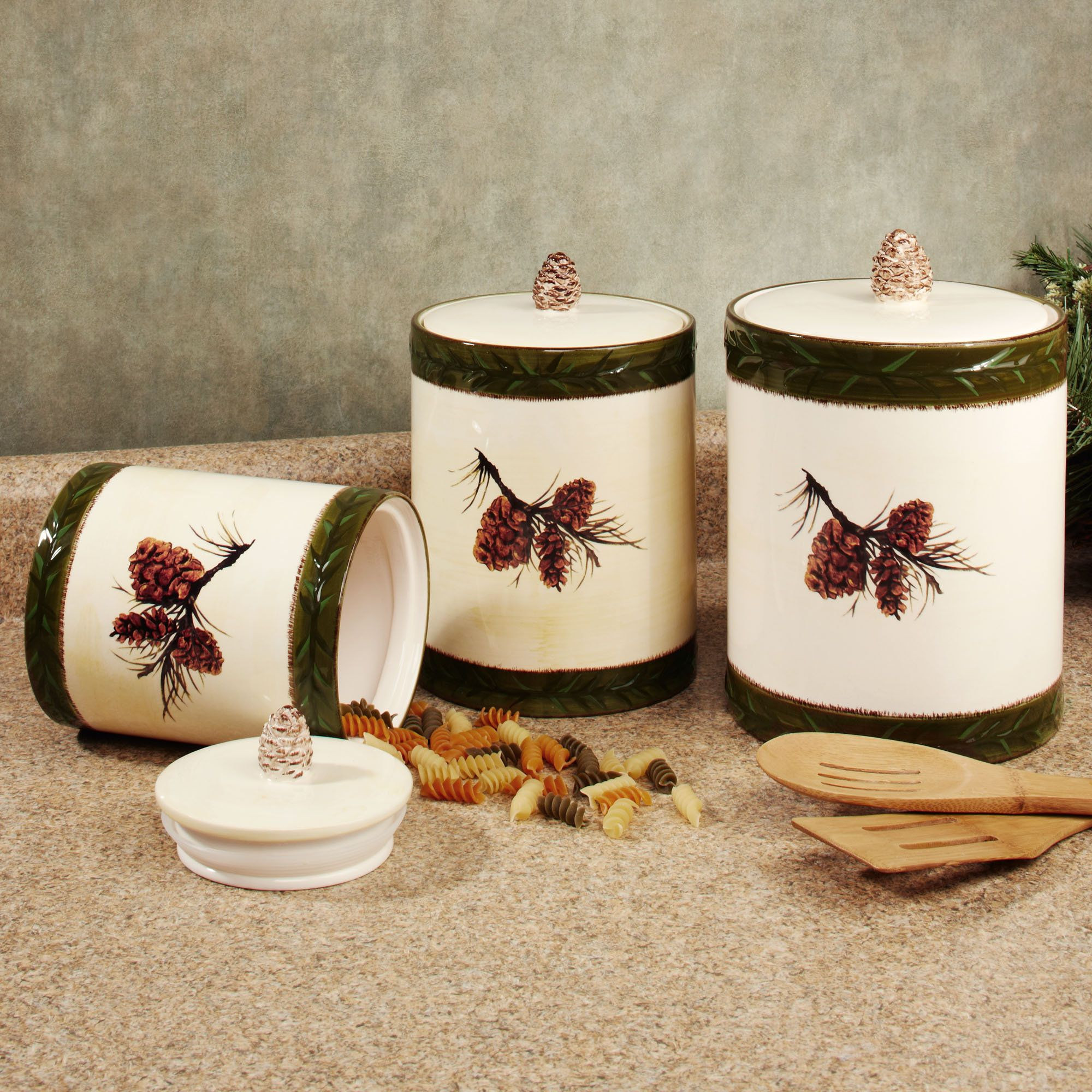 Rustic Kitchen Canisters
 Pine Cone Rustic Kitchen Canister Set