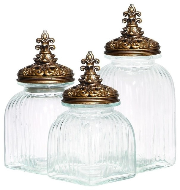 Rustic Kitchen Canisters
 Glass Polystone Canister 3 Piece Set Rustic Kitchen
