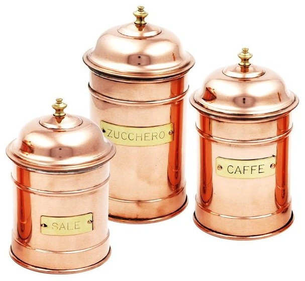 Rustic Kitchen Canisters
 Copper Cans Set of 3 Rustic Kitchen Canisters And
