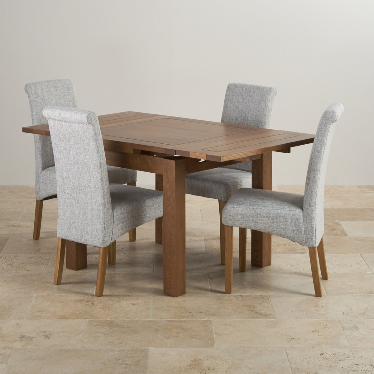 Rustic Kitchen Tables And Chairs
 Rustic Oak 3ft Dining Table with 4 Grey Fabric Chairs