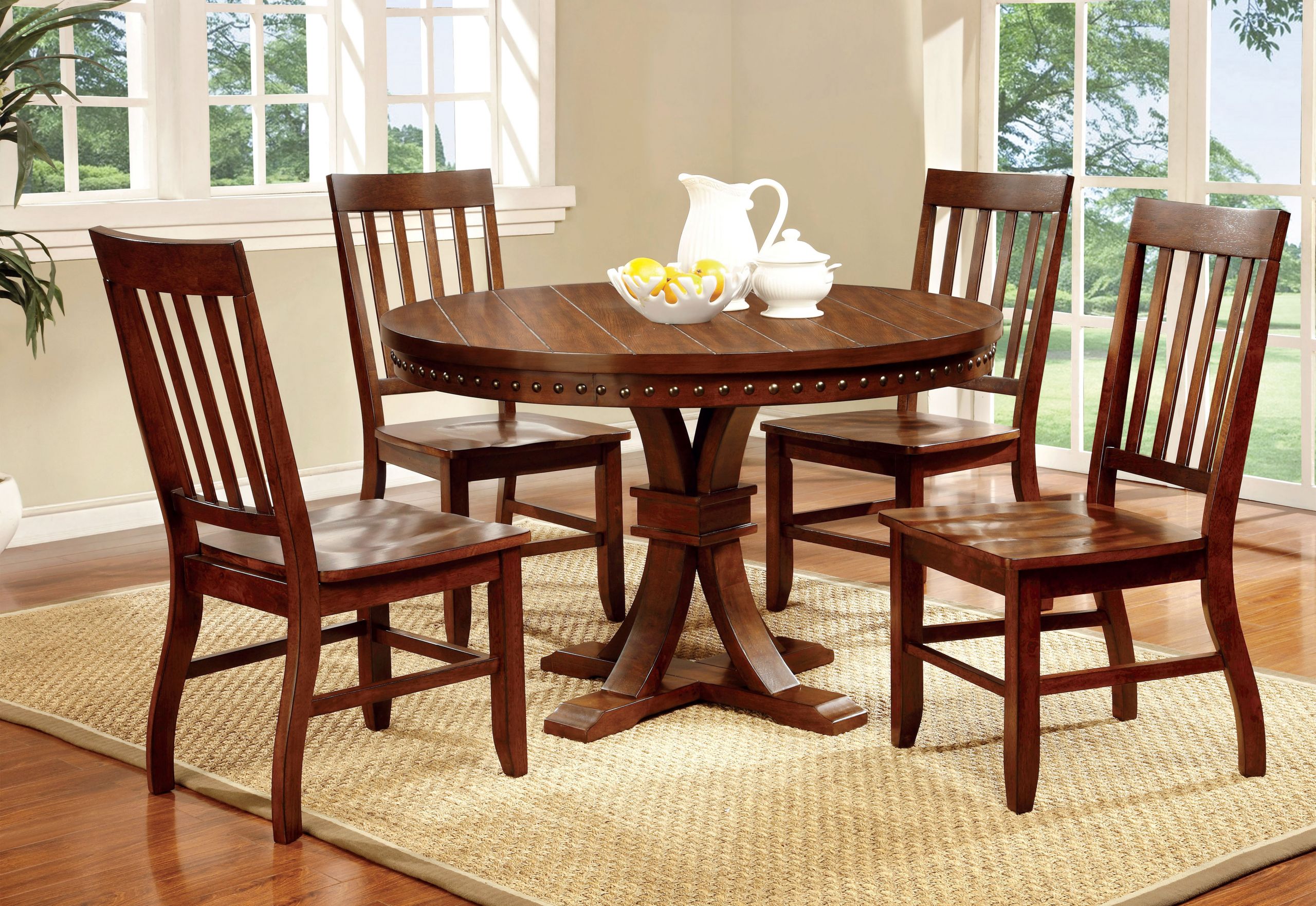 Rustic Kitchen Tables And Chairs
 Furniture of America Dark Oak Karl Rustic Round Dining Table