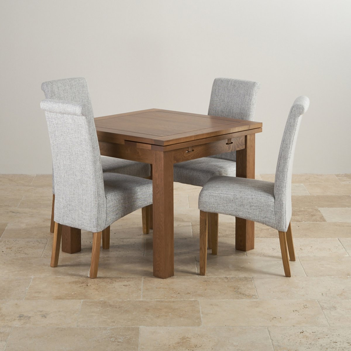 Rustic Kitchen Tables And Chairs
 Rustic Oak 3ft Dining Table with 4 Grey Fabric Chairs