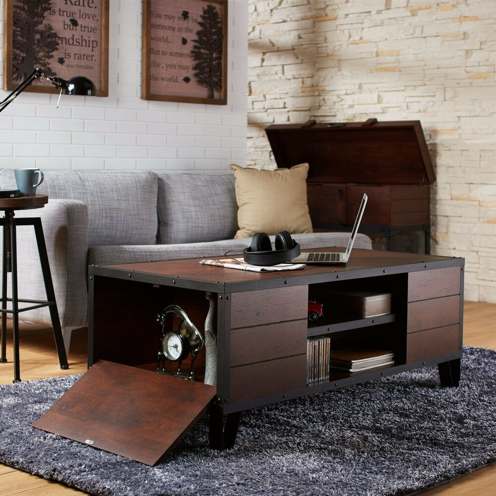 Rustic Living Room Tables
 Coffee Table Accent Metal Wood Vintage Living Room