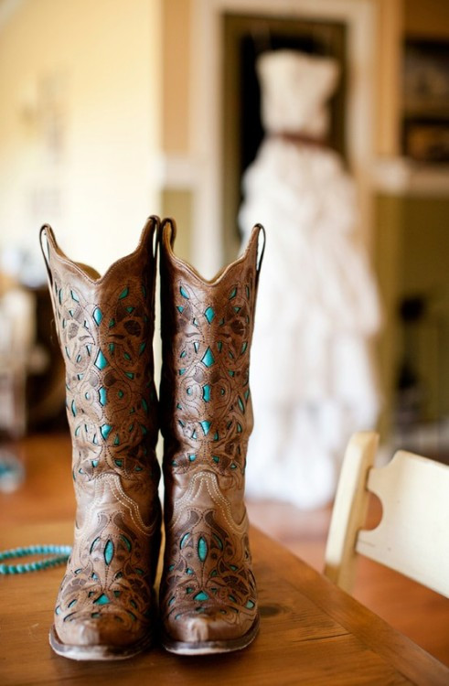 Rustic Wedding Shoes
 fav rustic Boots bride wedding country wedding dress gown
